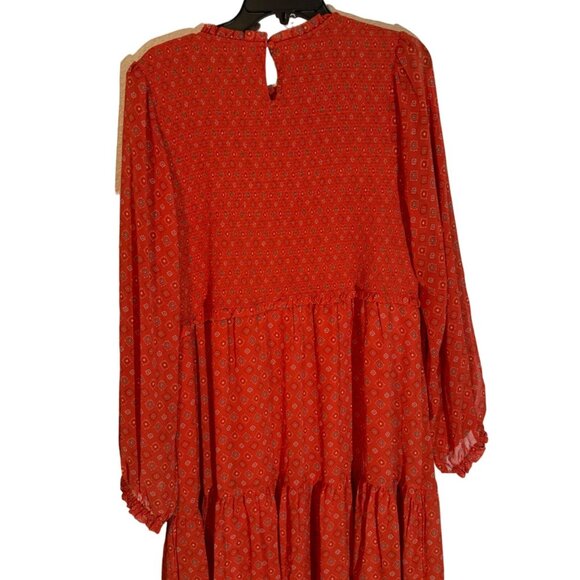 Time & Tru Orange Multi Patterned Long Sleeve Dress XXL Midi Dress. NWOT - Picture 8 of 12